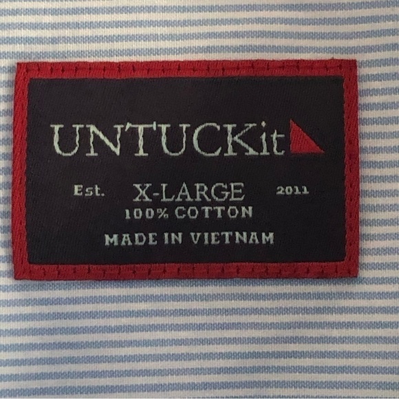 UNTUCKit Blue White Striped Button Front XL Shirt - Picture 2 of 7